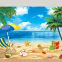 Tropical Beach Backdrop Hawaiian Beach Theme Party Photography Summer Vacation Indoor Outdoor Party Supplies(86FT)