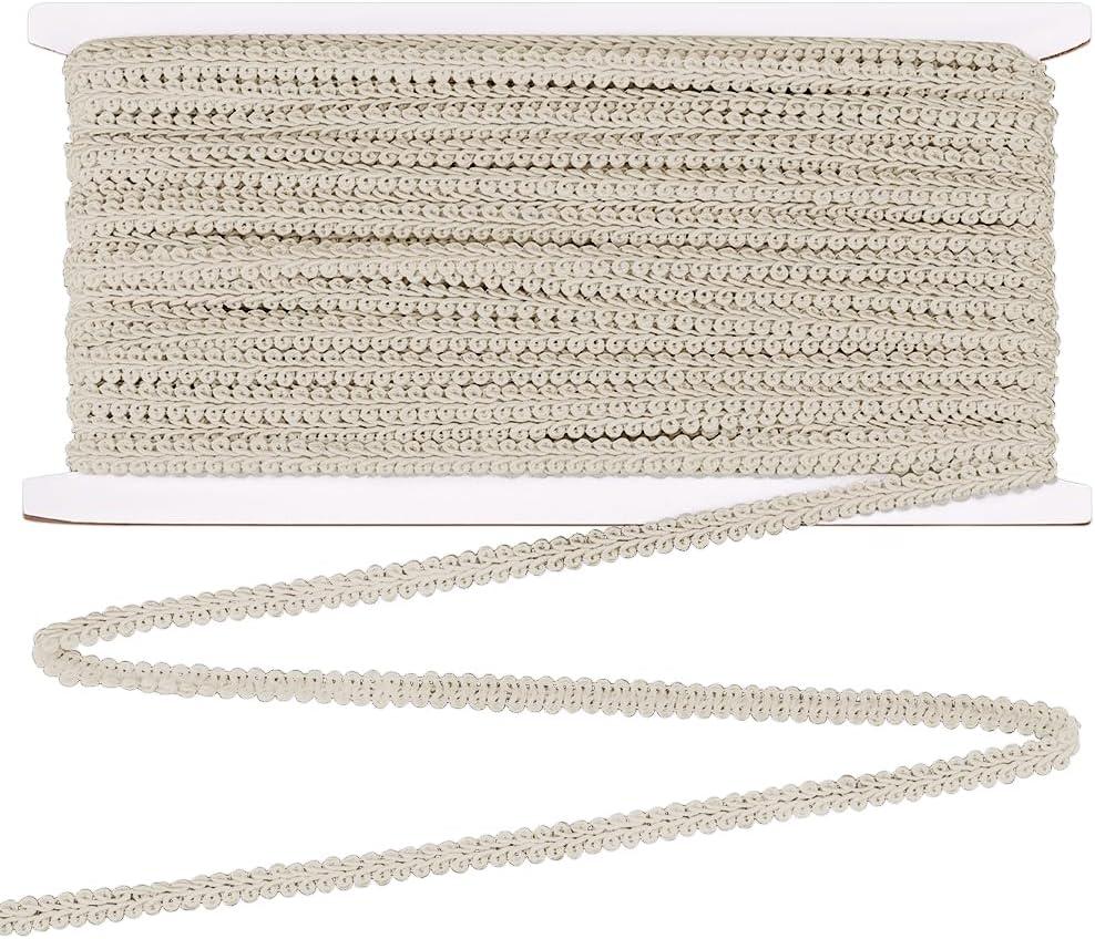 FINGERINSPIRE 27.3 Yards Polyester Woven Braid Trim 1/4 inch Beige Gimp Braid Trim Decorative Gimp Trim French Gimp Basic Sewing Polyester for Costume DIY Crafts Sewing Curtain Slipcover Decoration