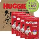 Huggies Size 3 Baby Diapers, Little Movers HuggFit 360 Baby Diapers with 360 Waistband, Size 3 (16-28 lbs), 168 Count (3 Packs of 56)