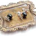 Funly mee Small Antique Trinket Dish Vintage Gold Metal Jewelry Tray, Ring Holder-5.3 x 3.5 x 1.2 inches