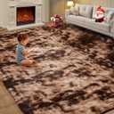 Fluffy Shag Area Rugs for Bedroom, 5x7 Ft Tie-Dyed Coffee Upgrade Anti-Skid Rectangular Cozy Rug, Indoor Shag Fuzzy Carpets for Boy and Girls Room Dorm Home Decor Aesthetic