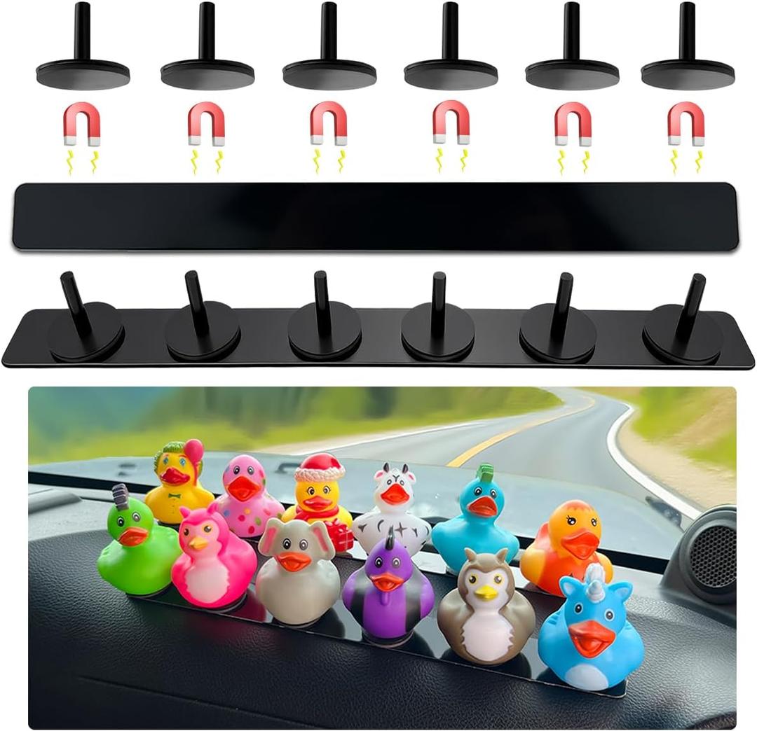 Duck Holder for Jeep Wrangler,Metal Rubber Ducks Holder for Jeep Dash,Magnetic Duck Plugs for Dash Decorations,Adjustable Duck Mount for Jeep Dashboard,2 Pack(Black)