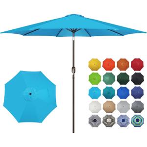 Blissun 10FT Outdoor Patio Umbrella, Outdoor Table Umbrella, Yard Umbrella, Market Umbrella with 8 Sturdy Ribs, Push Button Tilt and Crank