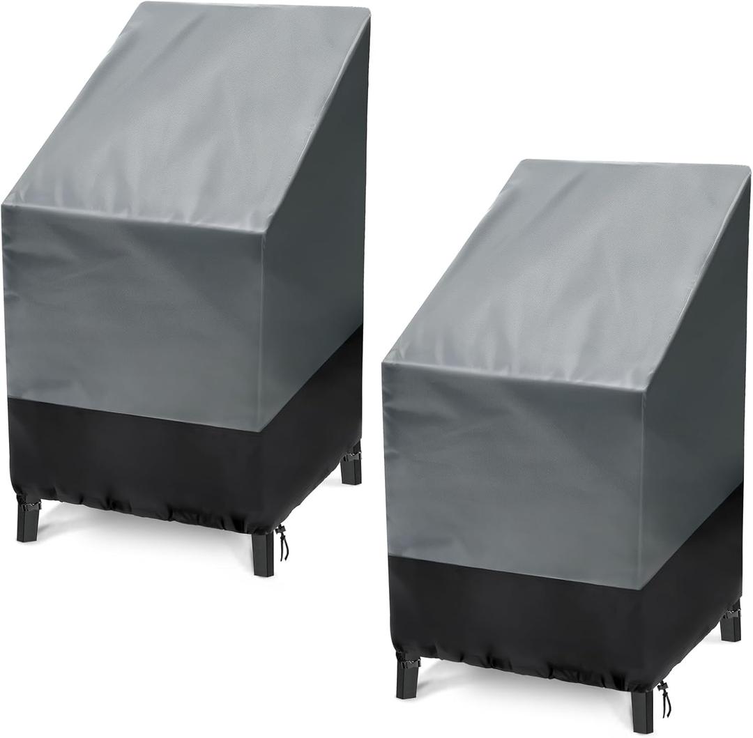 Outdoor Chair Covers, 2 Pack Outdoor Stack Chairs Waterproof, Patio chair Covers Outdoor Furniture Covers (25"W x 25"D x 47"H)