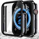 Misxi 2Pack Waterproof Hard Case with Tempered Glass Compatible with Apple Watch SE 3 SE 2 SE Series 6 Series 5 Series 4 40mm, UltraThin Protective Cover for iWatch Screen Protector, Matte Black