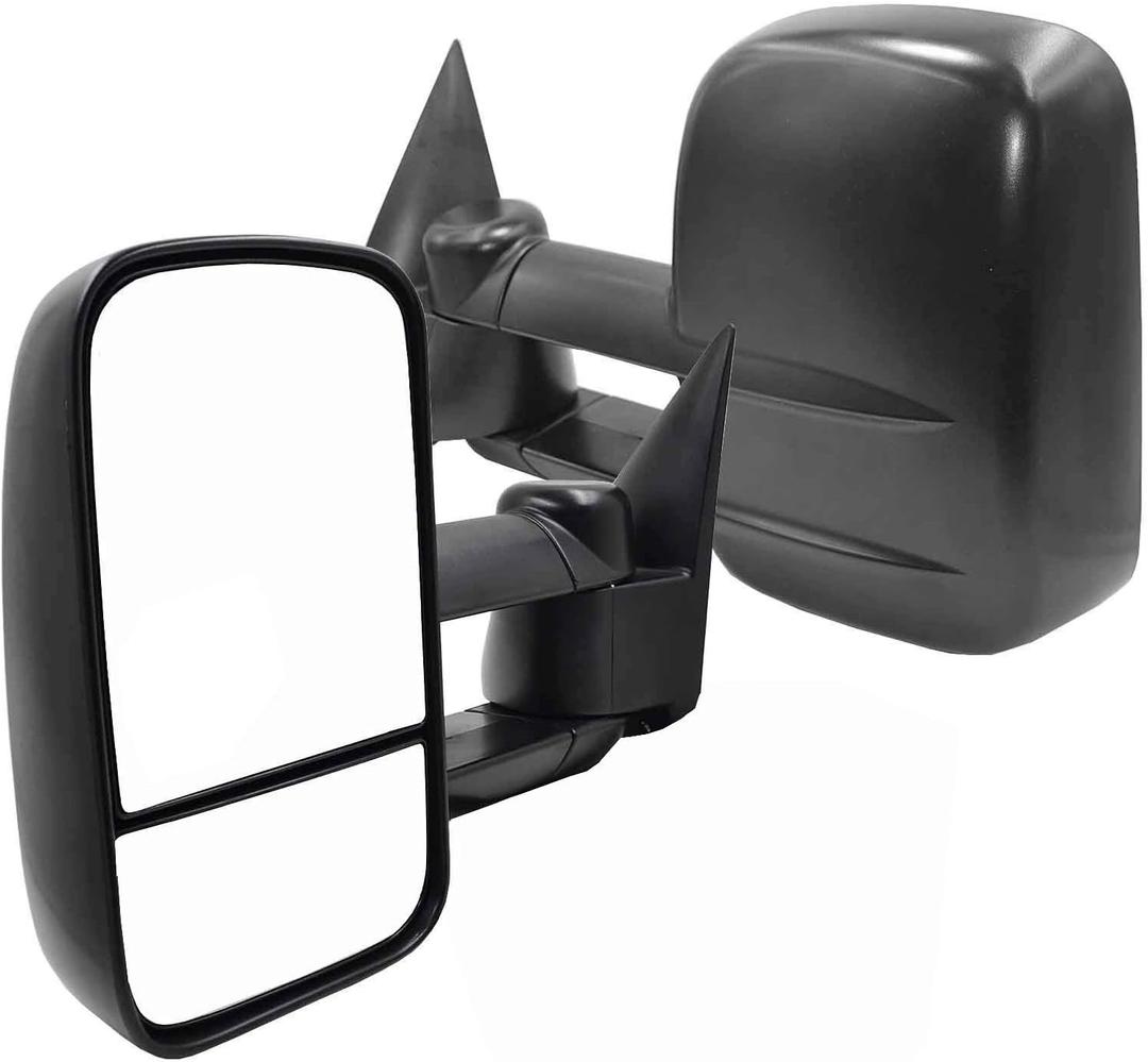 AERDM New Pair Towing Mirrors Manual Operated Textured Black Telescoping Trailer Side Mirrors Fit Chevy/GMC/Cadillac Silverado Sierra Avalanche Suburban Tahoe Yukon XL Escalade EXT ESV, 3.75 inches