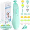 Baby Nail Trimmer Electric Nail File Baby Nail Clippers, 20 in 1 Safe Nail Filer Grinder Kit for Newborn Infant Toddler Kids or Adults Toes Fingernails Care Trim Polish, Led Light and Grinding Heads (Turquoise)