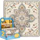 SCLOSE Washable Pee Pad for Dogs 2 Pack, 36" x 36" Reusable Puppy Pads Waterproof Dog Rugs, Super Absorbent, Leakproof, Dog Crate Pad, Playpen Mat, Whelping Pads, White Medallion