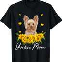 Womens Sunflower Yorkie Mom Dog Lover T-Shirt. 2XS