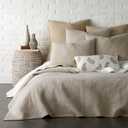 Levtex Home Cross Stitch Reversible King/Cal King Quilt Set (106x92in) and 2 Pillow Shams (36x20in) - Stitch Texture - Taupe - Cotton King Size Quilt Bedding Set - Lightweight Soft Pre-Washed