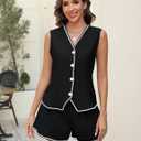 BMJL Womens Linen Two Piece Sets Summer Vacation Outfits Button Down Resort Wear 2025 Shorts Matching Sets (Black, XL)