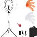 18-Inch Ring Light, 55W Dimmable 5500K Light with 240 LEDs Color Filter, Soft Tube and Carrying Bag for YouTube, TikTok, Selfies and Photography, Compatible with Camera and Smartphones