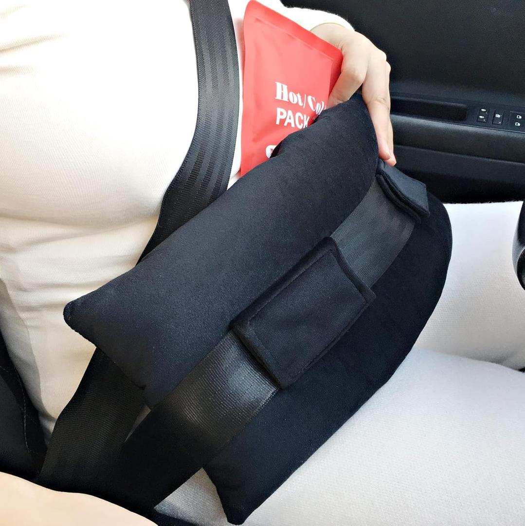 Hysterectomy Pillows with Ice/Hot Pocket for Abdominal Surgery, Hysterectomy Recovery Must Have Gifts, Tummy Tuck Stomach Padding, Black Velvet