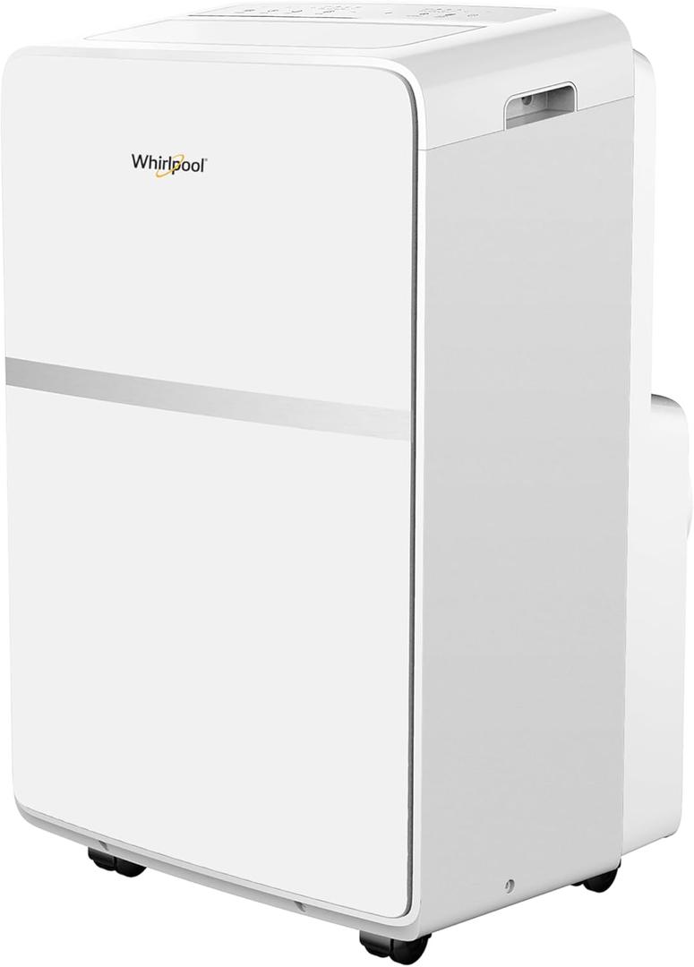 Whirlpool 10,000 BTU Portable Air Conditioner for Home with Dehumidifier, A/C Portable Air Conditioner for Apartment and Bedroom, 115V, AC for Small Rooms up to 275-Sq. Ft. with Remote in White