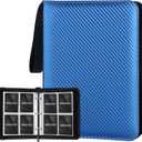 GERMUN 4 Pocket Card Binder, Premium Zip Trading Card Binder, 400 Double Sided Pocket PU Card Collection Binder, Collector Card Album, Card Folder for MTG, TCG, Sports Cards, Game Cards (Blue)