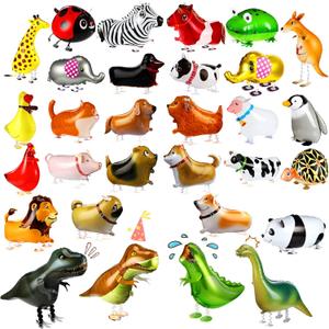 20Pcs Set Walking Animals Balloons Set, Pets Air Walker Balloons, Mylar Foil Helium Aluminum Balloon Kit for Kids Birthday Party Baby Shower Decor Children Gift