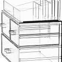 ZHIAI Stackable Cosmetic Organizer, Acrylic Cosmetic Organizer for Dresser, Vanity, Kitchen Cabinet, Bathroom, Under Sink, Home Organization and Storage (1 Top 3 Drawers)