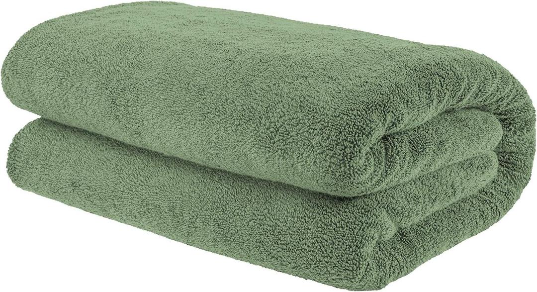100% Cotton Oversized 40x80 Bath Sheet, Turkish Bath Towels for Bathroom Extra Large, Sage Green Bath Sheet