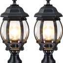 YSN 17" Outdoor Post Lights 2 Pack, Black Lamp Post Light Fixture, Pillar Lights Outdoor Pole Lights with Clear Glass, Waterproof Outside Lamp Post for Yard Garden Pathway, Not Included Base