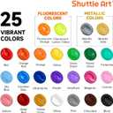 Shuttle Art Acrylic Paint, 25 Colors Acrylic Paint Set, 2oz/60ml Bottles, Rich Pigments Paint for Artists, Beginners and Kids on Canvas Rocks Wood Ceramic Fabric