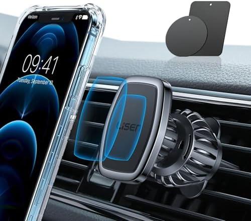 LISEN Magnetic Phone Holder for Car - Upgraded Clip Ultra 6 Strong Magnets, Phone Magnets for Back of Phone, Soporte de Telefono para carro for Galaxy S25 Ultra 4-6.7 inch Smartphones (Black)