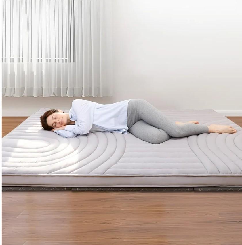 ZonLi Japanese Floor Futon Mattress Extra Thick, Vintage Striped Quilting Twin Size, Mattress Topper Portable Sleeping Pad for Adults, Roll Up Tatami Mat