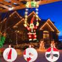 Christmas Decorations Lights Outdoor, 88 LED Christmas Parachute Lights with Santa Claus, 8 Modes Hanging Warm White Xmas Light, Holiday Decorative Lighting for Roof Eave Porch Balcony Indoor Decor