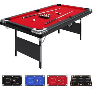 GarveeLife 7 Foot Pool Table, Portable Billiards Tables, Folding Pool Table Includes Full Set of Billiard Balls, 2 Cue Sticks, Chalk & Felt Brush for Family Game Room