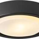 COTULIN Black Flush Mount Ceiling Light,13 Inch Matte Black Ceiling Lighting Fixture,2-Light Modern Round Metal Lamp with White Frosted Glass Shade for Hallway Bedroom Closet Outdoor