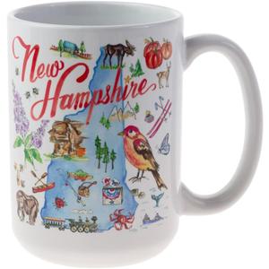 Boston International Coffee Mug Rosanne Beck State Collection Ceramic Tea Cup, 15 Ounces, New Hampshire