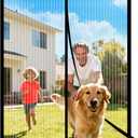METAONLY Magnetic Screen Door Mesh Fits 36" x 80" Door - Curtain Size 38" x 82", Works for Patio, Sliding Door, Keeps Bug Mosquito Out, Fresh Air Flow, Black Frame White Veil