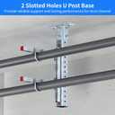 4 PCS Strut Post Bases, 2 Slotted Holes U Post Base for 1-5/8 Inches Square Single Channel, Heavy Duty Galvanized Carbon Steel Wall Ground Floor Mounting System, Universal Shelf Bracket Pile Base