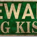 Gifts Dog Sign - Beware of Dog Kisses, Funny Tin Sign with Vintage Pet Quotes for Home Office Dcor, 4" x 16"