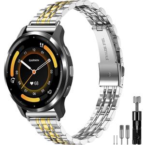 18mm Slim Metal Band Compatible with Garmin Venu 3S 41mm/Venu 4 41mm/Venu 2S/Vivoactive 4S/Vivomove 3S/Forerunner 255S/Forerunner 265S,Stainless Steel Elegant Thin Strap Chain for Women Men