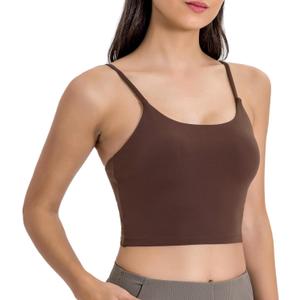 Lemedy Women Padded Sports Bra Fitness Workout Running Shirts Yoga Tank Top (Medium, Coffee Brown)
