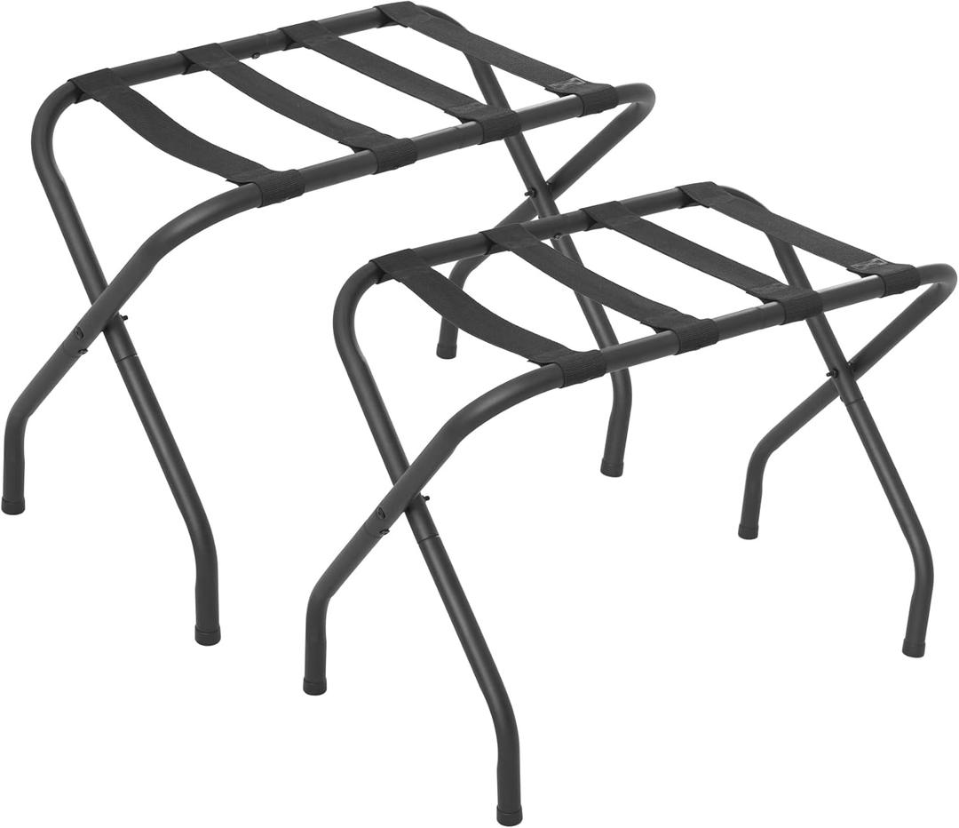 Luggage Stand for Guest Room, 2 Pack Luggage Rack, Heavy Duty Folding Luggage Rack for Indoor & Outdoor Use, Holds up to 100 lb, 27.5 x 14.2 x 20.7 Inches, Black