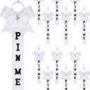 Landical Cheer Pin Me Ribbon Cheerleader Ribbon Keychain with Rhinestones Bow for Cheerleader Bag Backpack