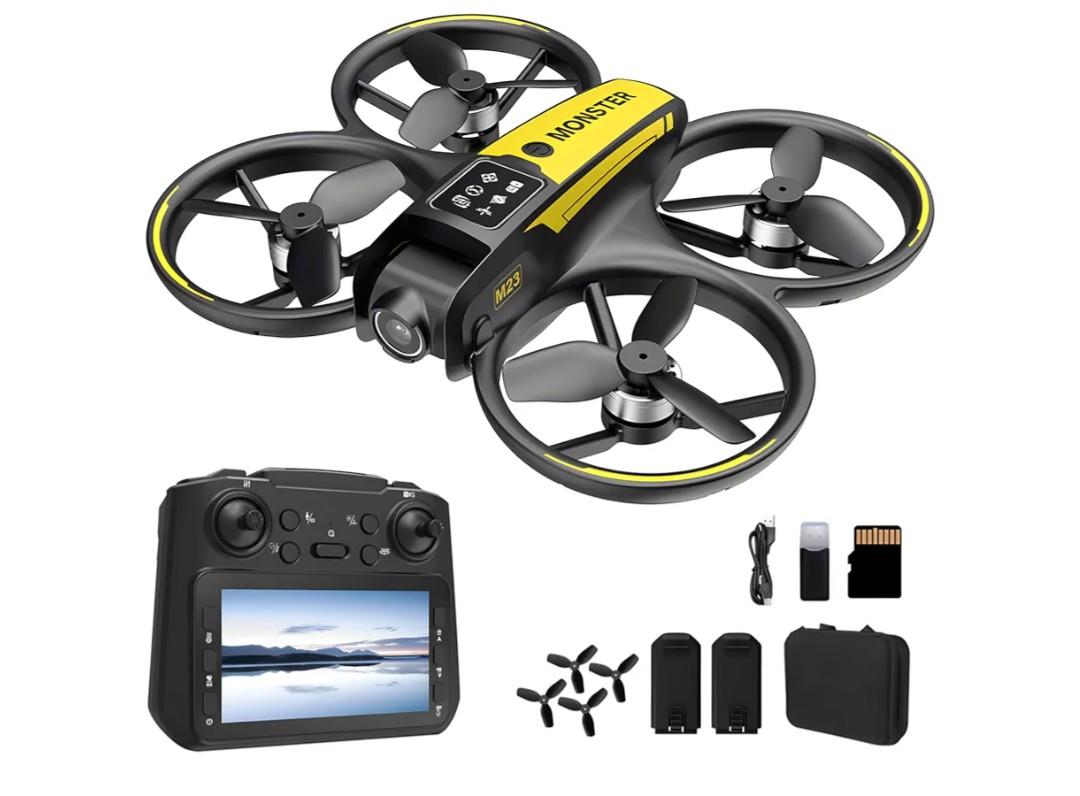 Drone for Kids with Camera and 4.5" Screen Remote – Beginner RC Drone with Brushless Motor, Optical Flow Hover, One-Key Takeoff, 2 Batteries