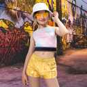 Girls Metallic Shorts Shiny Hot Pants for Dance Gymnastics Sparkly Shorts with Sunglasses (Medium, Gold)