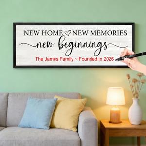 Foutcheou New Home New Memories New Beginnings Wall Decor 32x12 Black