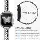 Work for Bling Apple Watch Band Women 44mm, Jewelry Bracelet Bands Metal Strap Sparkly Stainless steel Wristbands with Diamond Rhinestone Case for iWatch SE Series 6/5/4 Black
