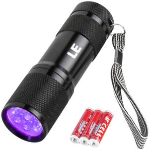 Lighting EVER Black Light Flashlight, Small UV Lights 395nm, Portable Ultraviolet Light Detector for Invisible Ink Pens, Dog Cat Pet Urine Stain, AAA Batteries Included