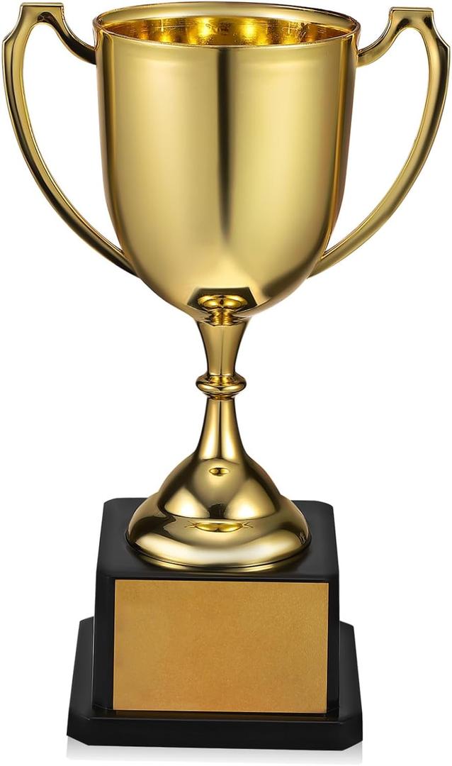 Veemoon Trophy Award, Plastic Award Trophy Cups, 7.5 Inch Trophies for Party Favors, Rewards, Winning Prizes, Competitions Ceremony Parties Favor 7.47X4.72X3.07in Gold