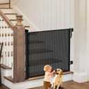 Retractable Baby Gate - 55" Wide Mesh Pet Gate with Anti-Crawling Hook, Safety Lock, One-Hand Operation, 34" Tall Baby Gate for Stairs, Doorways, Hallways, Garage, Indoor Outdoor, Black