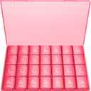 XL Pill Organizer 4 Times a Day, BUG HULL Extra Large Weekly Pill Box Case, 7 Day Vitamin Container Daily Pill Holder for Cod-Liver Oil, Vitamins, Supplements (Pink)