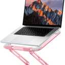 JCZT Adjustable Laptop Stand for Desk, Metal Foldable Laptop Riser, Portable Laptop Holder Mount, Ventilated Cooling Computer Notebook Stand for MacBook Air Pro, All 10-16'' Notebooks Laptops, Pink