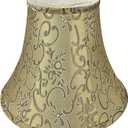 Aspen Creative 30166 Transitional Bell Shape Spider Construction Lamp Shade in Olive Green with Floral Pattern, 12" wide (6" x 12" x 9-1/2")