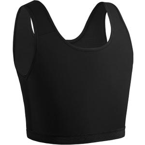 XUJI Breathable Half Chest Binder for Transgender FTM Pullover Binder (4X-Large, Black)