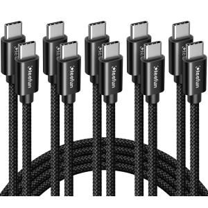 CLEEFUN USB C to USB C Cable 60W, USBC to USBC, [5-Pack, 6 ft] Type C to C Charger Cord Fast Charging for iPhone 16 15 Pro Max/Plus, for iPad/MacBook Pro/Air, for Samsung Galaxy S25 S24 S23