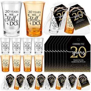 SiliFine 36 Sets 20th Wedding Anniversary Party Favors We Still Do 20 Years Wedding Shot Glasses Thank You Tags Anniversary Decorations Gifts for Guest Favors Celebration Return Gifts